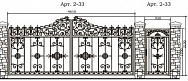Распашные кованые ворота с узором Арт. 2-33