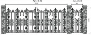Распашные кованые ворота с узором Арт. 2-32